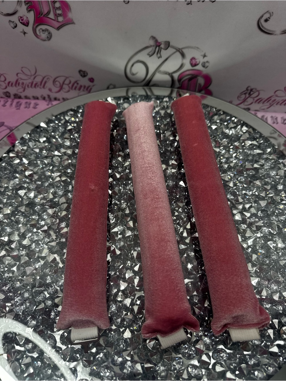 HEATLESS curlers rollers 3 set Velvet Hair Rollers - Soft Pink Set of 3